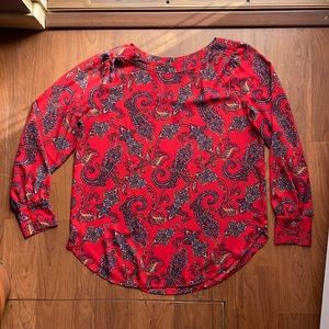 Loft medium red paisley work blouse long sleeve women’s